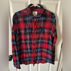 American Eagle Men’s Classic Fit Red / Blue /Black Flannel Shirt Size M